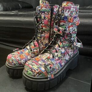 Dolls Kill Manga/Japanese Cartoon Themed Combat Boots